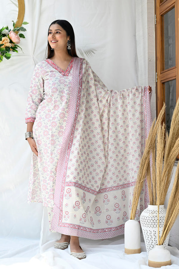 White Serenity Cotton Suit Set