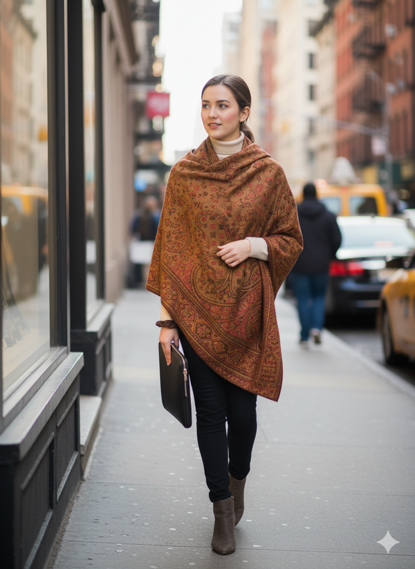 Lightweight Beige Jamawar Shawl with Fine Design