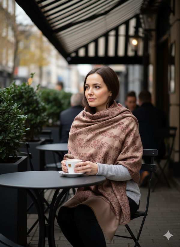 Light Brown Jamawar Shawl with Woven Elegance
