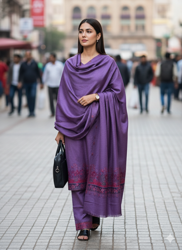 Royal Purple Woollen Suit Ensemble