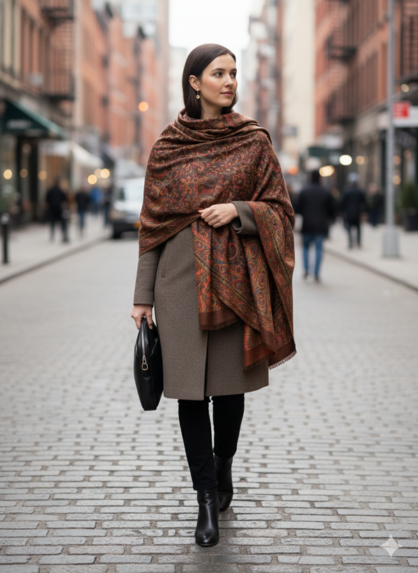 Multicolor Jamawar Shawl with Vibrant Heritage Weave