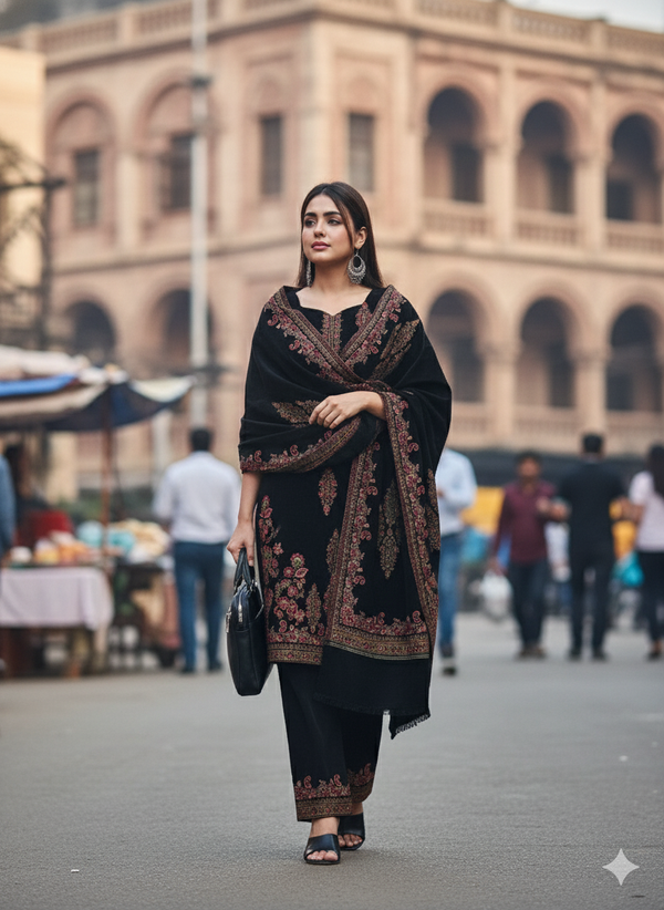 Timeless Black Woollen Suit Ensemble