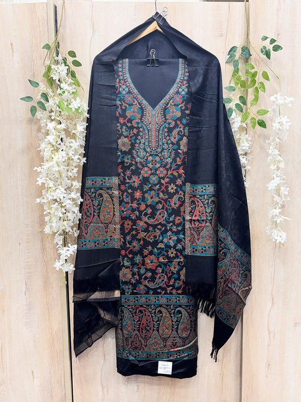 Black Jamawar Kani Woollen Suit